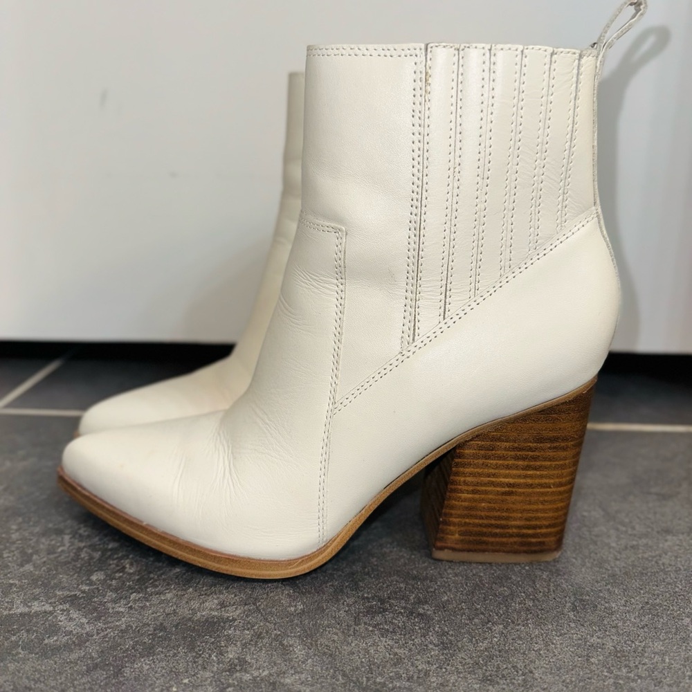 Marc Fisher White Leather Ankle Boots